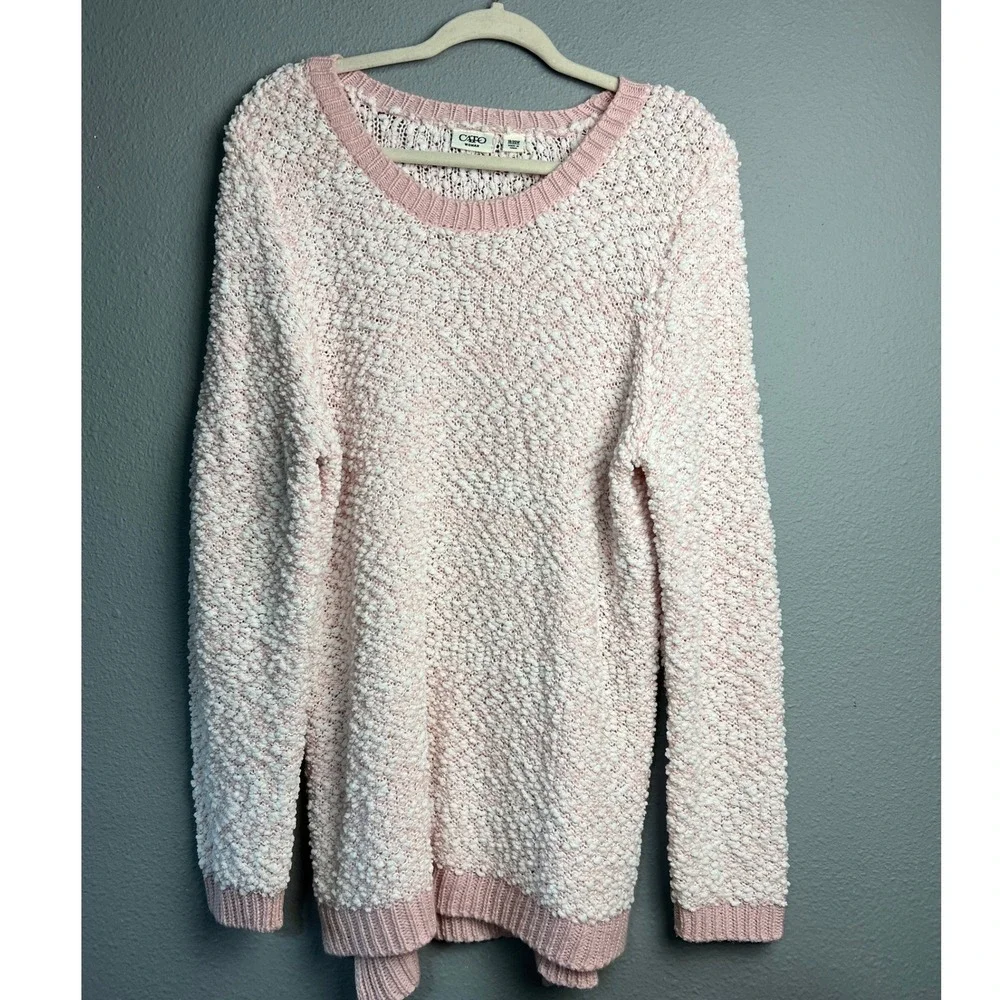 Cato Woman Pink Popcorn Knit Chunky Sweater Size 18W/20W Crew Neck Pullover